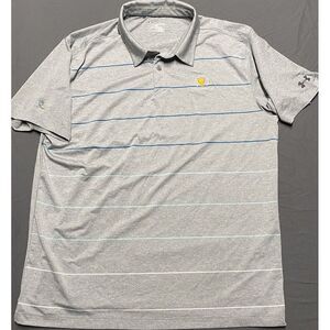 Under Armour Golf‎ Polo Mens XXL Shirt Loose Fit Gray Presidents Cup Logo